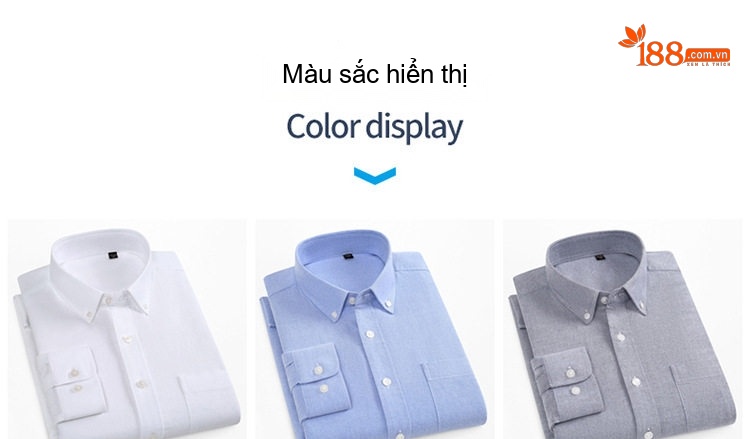 Áo Sơ Mi Tay Dài Nam Cotton Oxford Dáng Ôm Màu Trắng, Xanh Dương, Xám, Xanh Lá... chi tiết 23