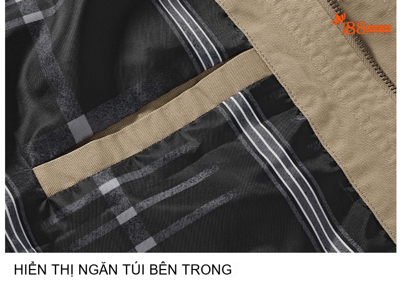 Áo Khoác Có Mũ Nam Cotton Dáng Vừa Vặn Màu Be, Đen, Xanh Rêu, Nâu chi tiết 22