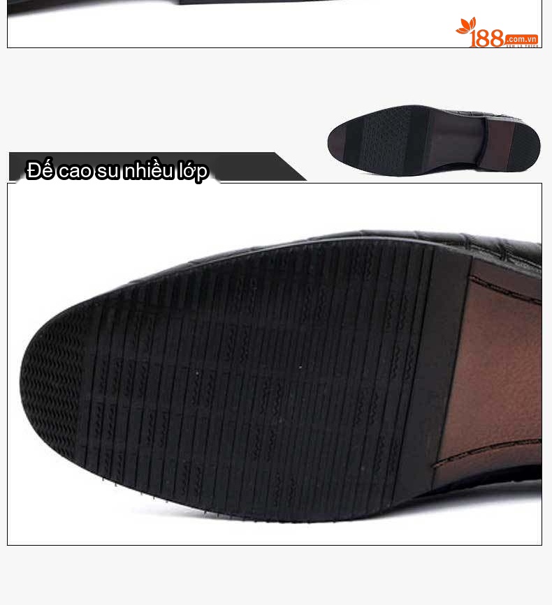 Giày Lười Nam Da Bò Dập Vân Cá Sấu Chiều Cao Đế Khoảng 2cm Màu Đen, Nâu chi tiết 8