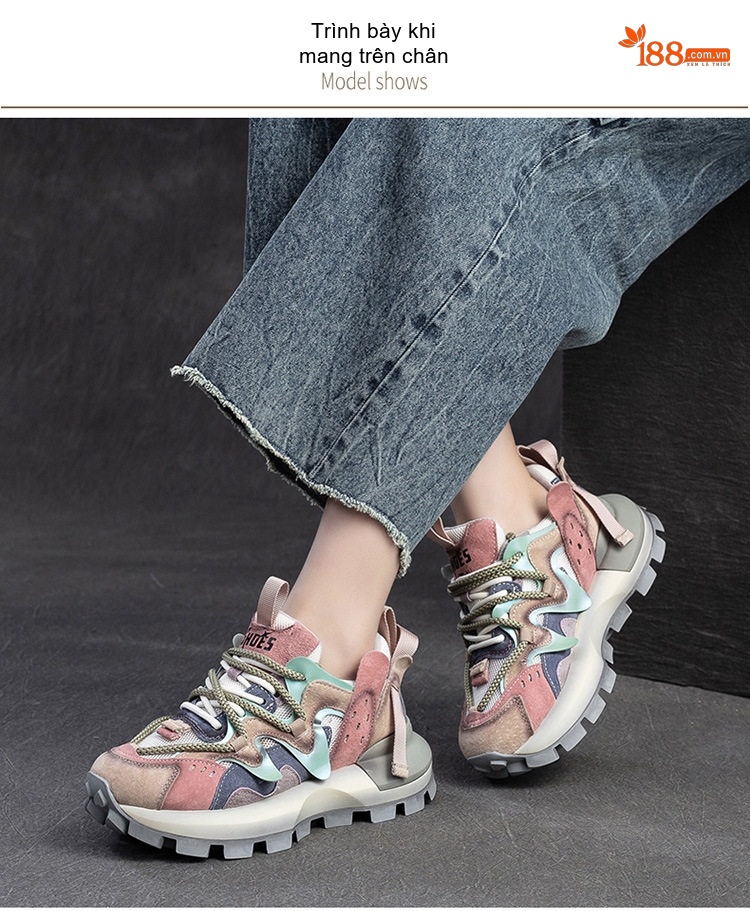 Giày Sneaker Nữ Đế Dày Tăng Chiều Cao Khoảng 5cm Phối Màu chi tiết 9