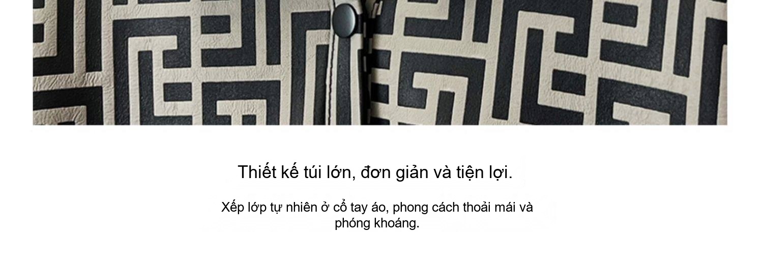 Áo Khoác Da Cừu Nữ Kiểu Bomber In Họa Tiết Dáng Rộng Màu Đen, Be chi tiết 6