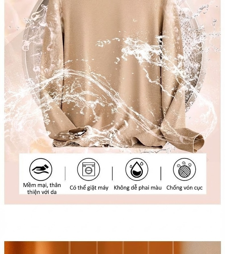 Áo Len Nam Cổ Lọ Dệt Kim Tay Dài Giữ Ấm Màu Xanh, Xám, Be, Trắng... chi tiết 7