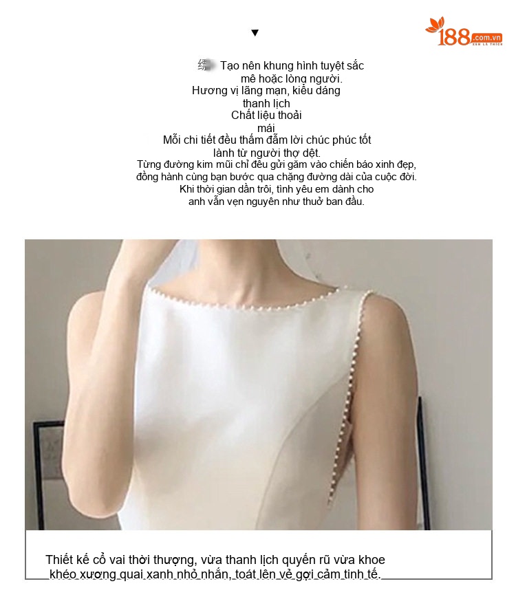 Váy Cưới Ngắn Satin Dự Tiệc Tùng Tốt Nghiệp Du Lịch Phong Cách Nữ Tính Màu Trắng chi tiết 2