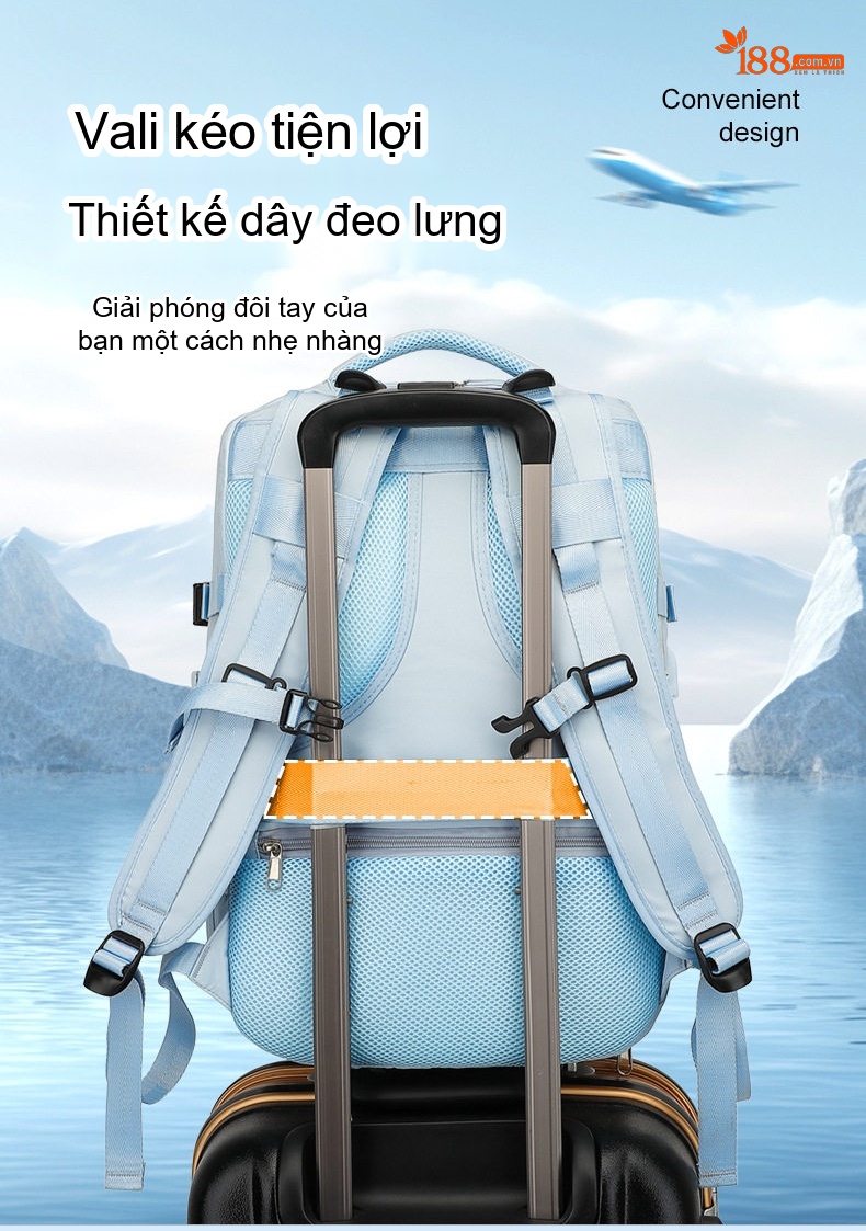 Balo Đa Năng Nữ Chống Thấm Nước, Chia Ngăn Ướt Khô, Dung Tích Lớn Màu Xám, Xanh chi tiết 6