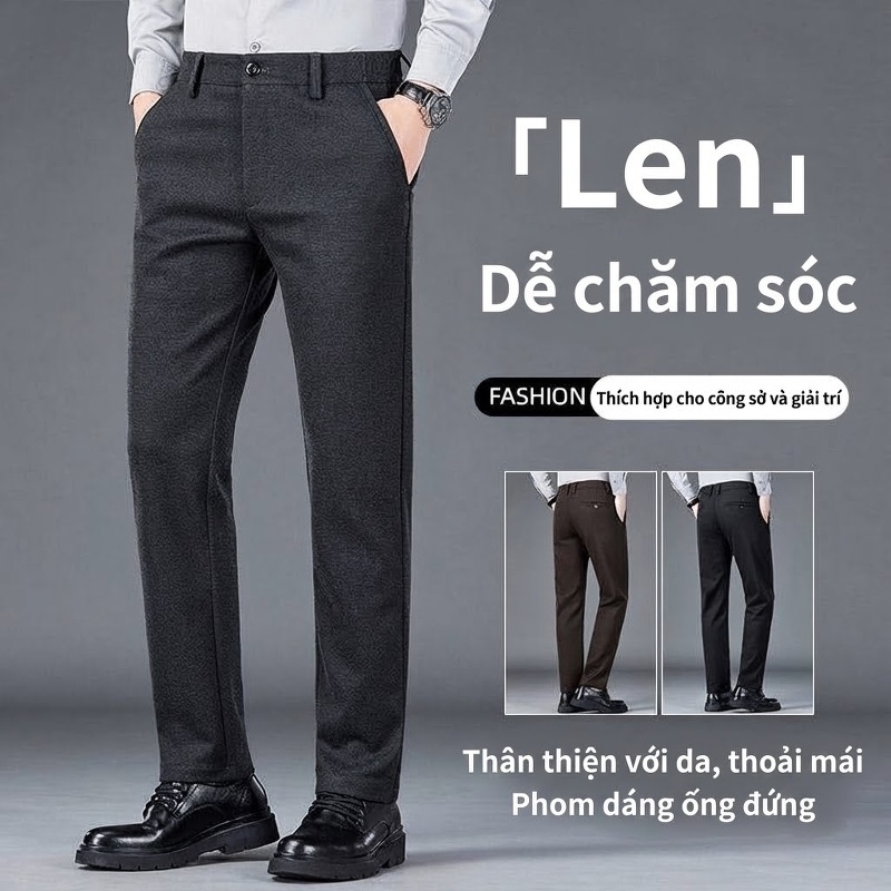 Quần Âu Nam Mềm Mại Wool Co Giãn Dáng Ôm Vừa Màu Xám, Nâu, Đen