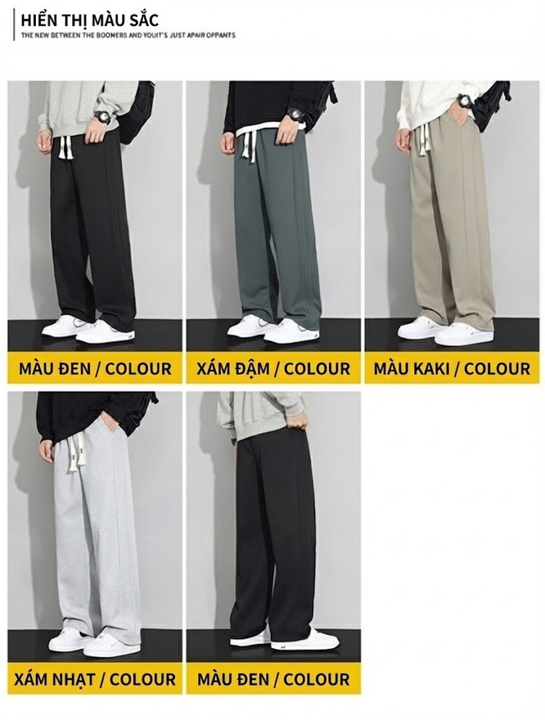 Quần dài ống rộng nam phong cách Mỹ, dáng thể thao, chất liệu mềm rủ chi tiết 4