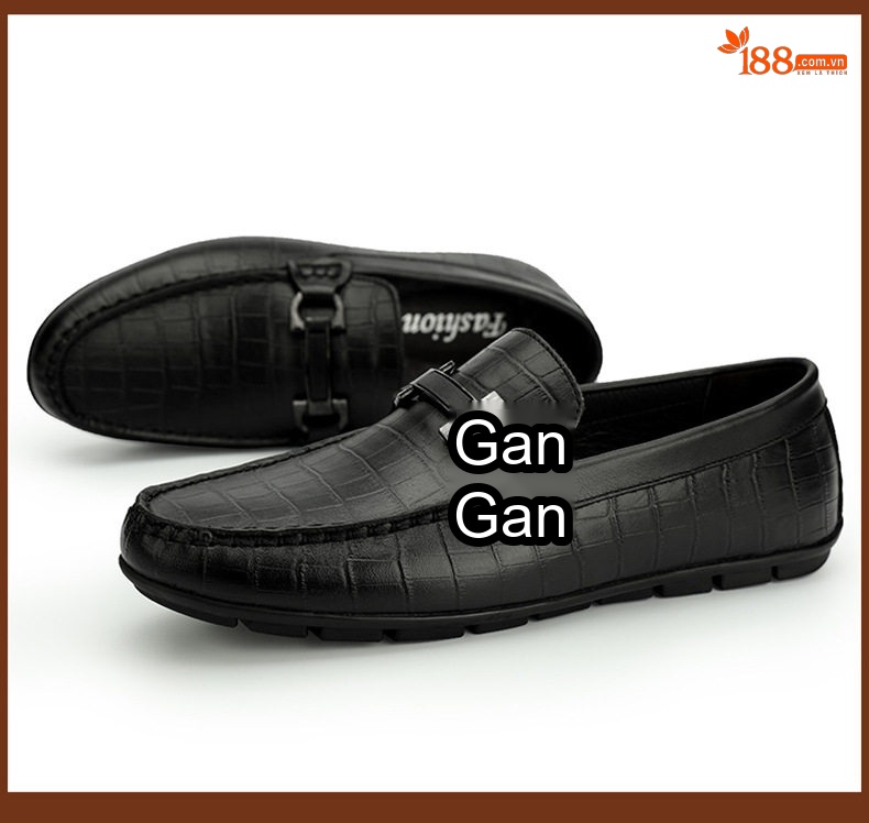Giày Lười Nam Da Vân Cá Sấu Chiều Cao Đế Khoảng 2cm Màu Đen, Xanh Navy chi tiết 22