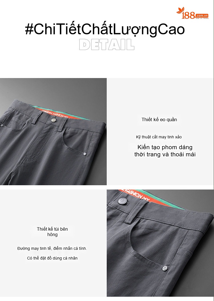 Quần Dài Nam Cotton Ống Đứng Dáng Rộng Thoải Mái Màu Trắng, Đen, Xám chi tiết 16