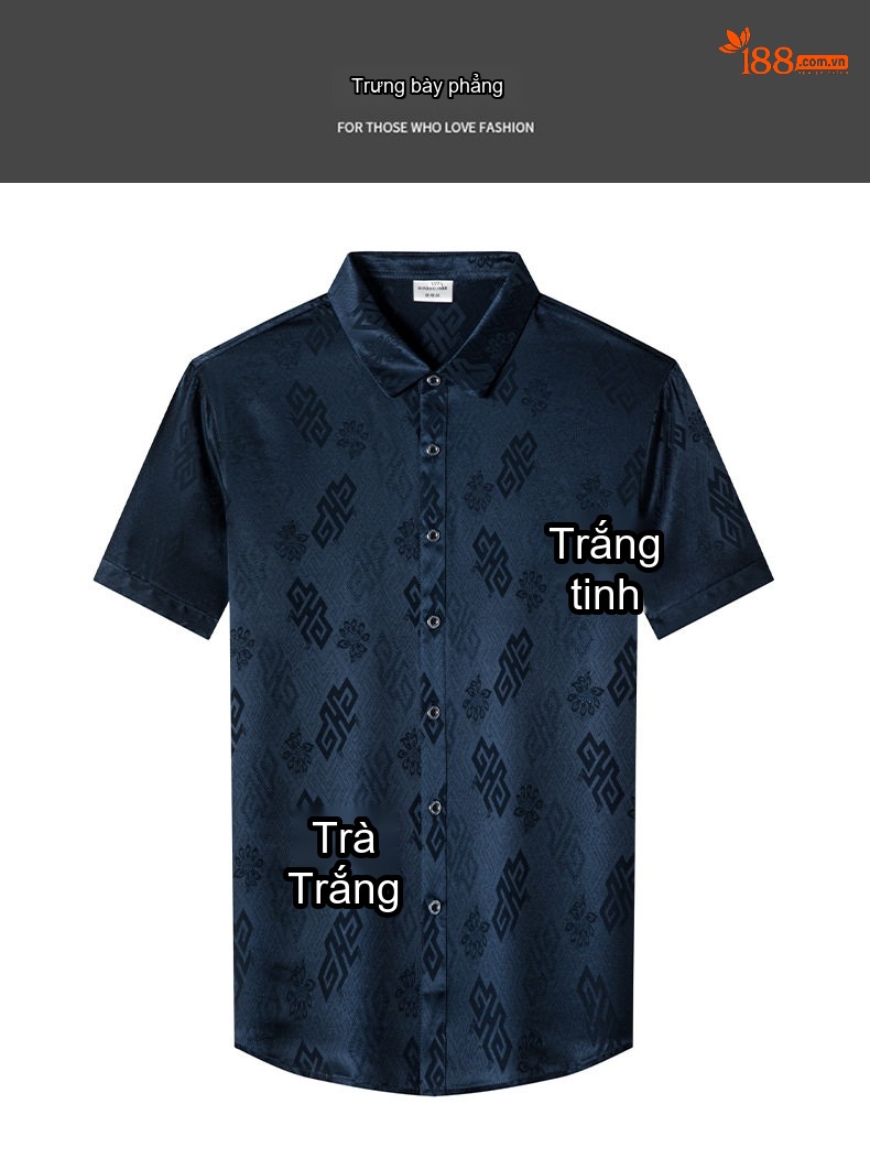 Áo Sơ Mi Tay Ngắn Nam Lụa Tơ Tằm Cao Cấp Mềm Mịn Thoáng Mát Màu Xám, Xanh Navy chi tiết 8