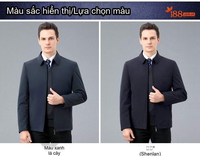 Áo Khoác Phao Lót Lông Vũ Nam Trung Niên Giữ Ấm Phong Cách Doanh Nhân Màu Xanh Navy chi tiết 9