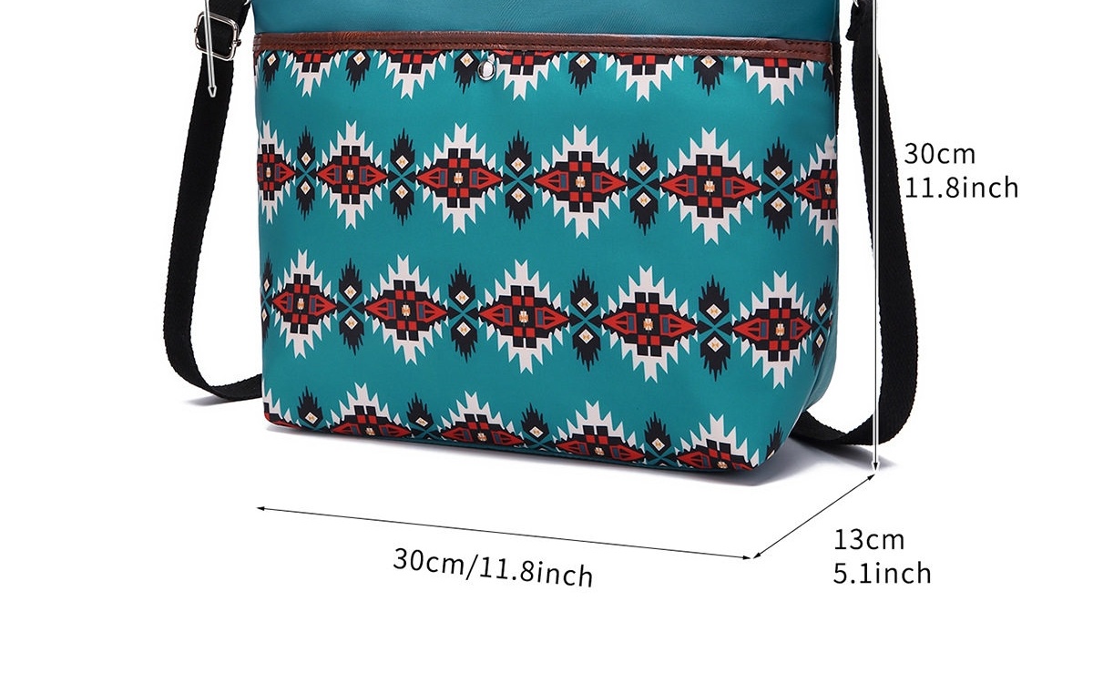 Túi Xách Tay Nữ Vải Canvas Họa Tiết Aztec Vintage Chống Nước Đeo Vai Đựng Laptop Màu Xanh, Nâu, Xanh Navy, Kem... chi tiết 6