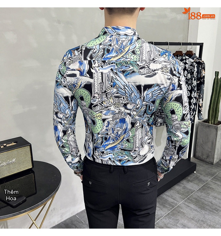 Áo Sơ Mi Nam Tay Dài In Họa Tiết Phong Cách Anh Quốc Form Rộng chi tiết 39