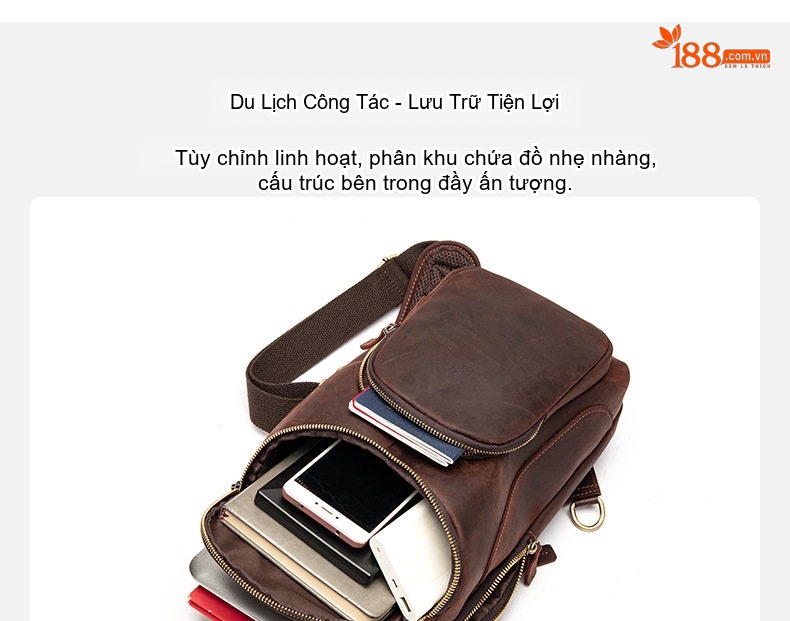 Túi Đeo Chéo Nam Da Mờ Phong Cách Retro Cao Cấp Màu Nâu chi tiết 43