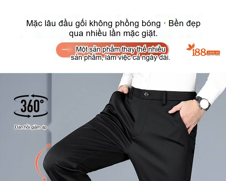 Quần Tây Nam Ống Đứng Mùa Thu Đông Chất Liệu Lông Cừu, Tơ Tằm Thoải Mái Co Giãn Màu Đen, Xám, Xanh Navy chi tiết 10