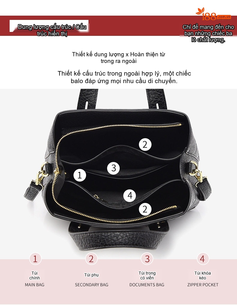 Túi Tote Nữ Da Siêu Sợi Thời Trang Cao Cấp, Túi Xách Tay Nữ Đựng Đồ Lớn Màu Nâu, Đen, Đỏ Rượu Vang chi tiết 4
