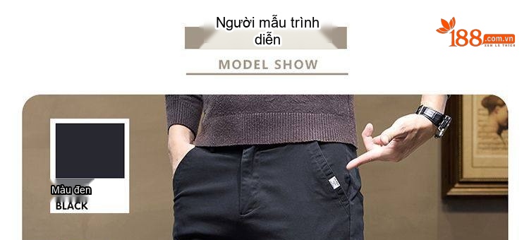 Quần Dài Nam Cotton Co Giãn Dáng Ôm Vừa Vặn Màu Đen, Xám chi tiết 8