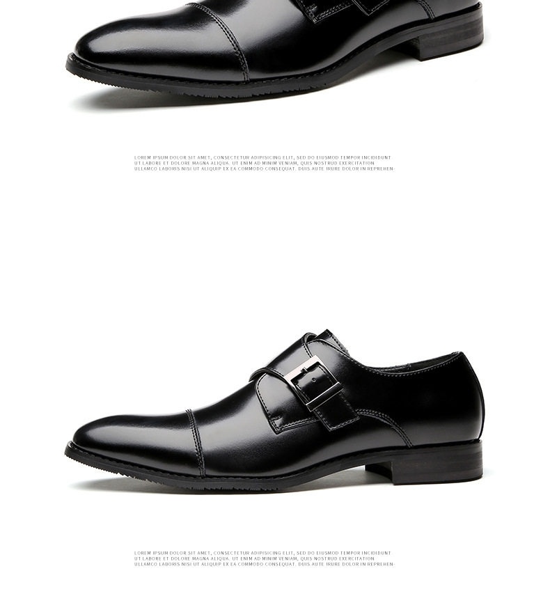 Giày Tây Monk Strap Nam Da Bóng Chiều Cao Đế Khoảng 3cm Màu Đen, Nâu chi tiết 17