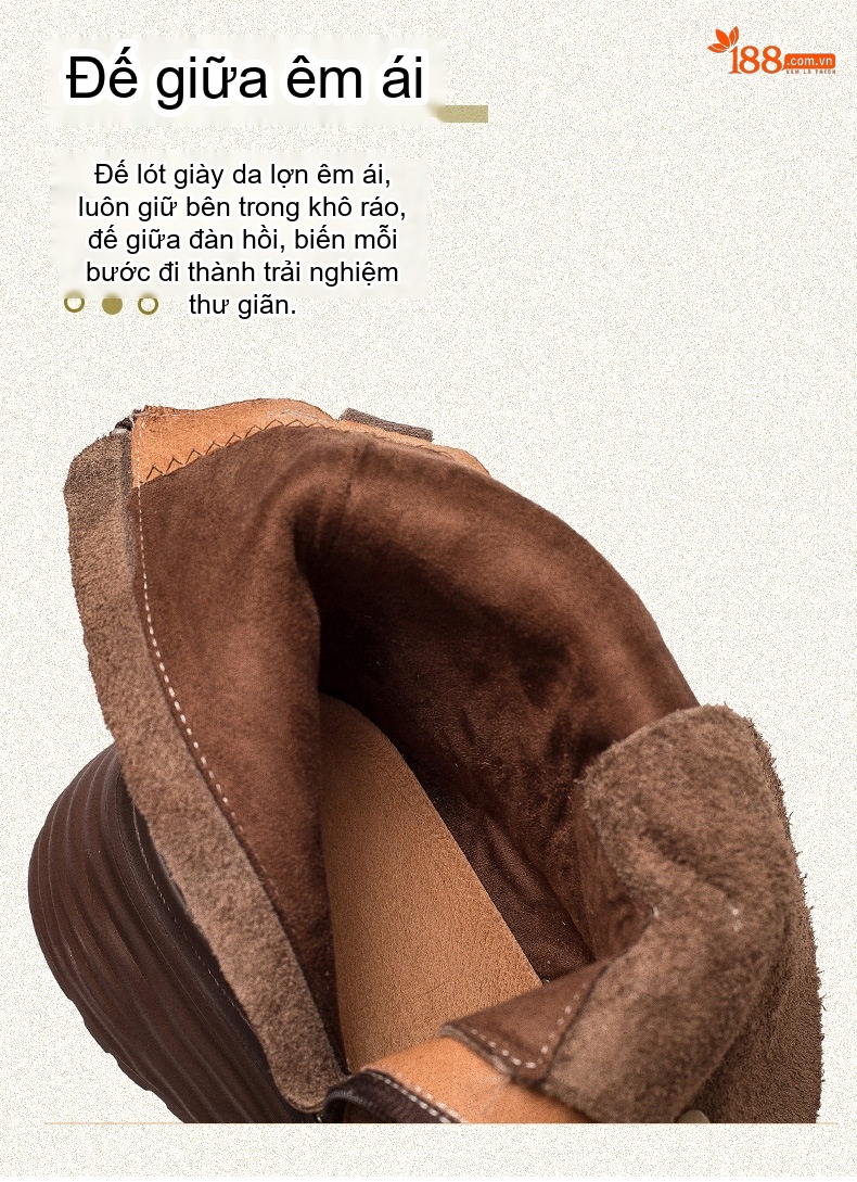 Boot Nữ Cổ Cao Đế Dày Phong Cách Retro Chiều Cao Đế Khoảng 5cm Màu Nâu, Xám, Vàng, Xanh Lá... chi tiết 7