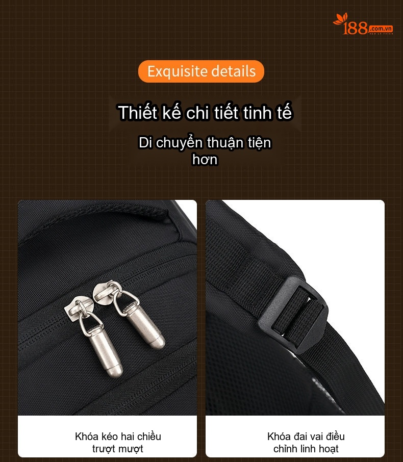 Balo Nam Cá Tính Chống Nước Cho Học Sinh Cấp 2 3, Thanh Niên, Túi Đựng Laptop Phong Cách Âu Mỹ Màu Đen chi tiết 23
