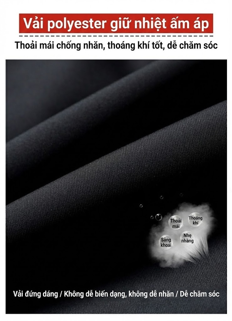Áo Khoác Cotton Nam Cổ Bẻ Lót Bông Giữ Ấm Phong Cách Doanh Nhân Màu Đen chi tiết 4