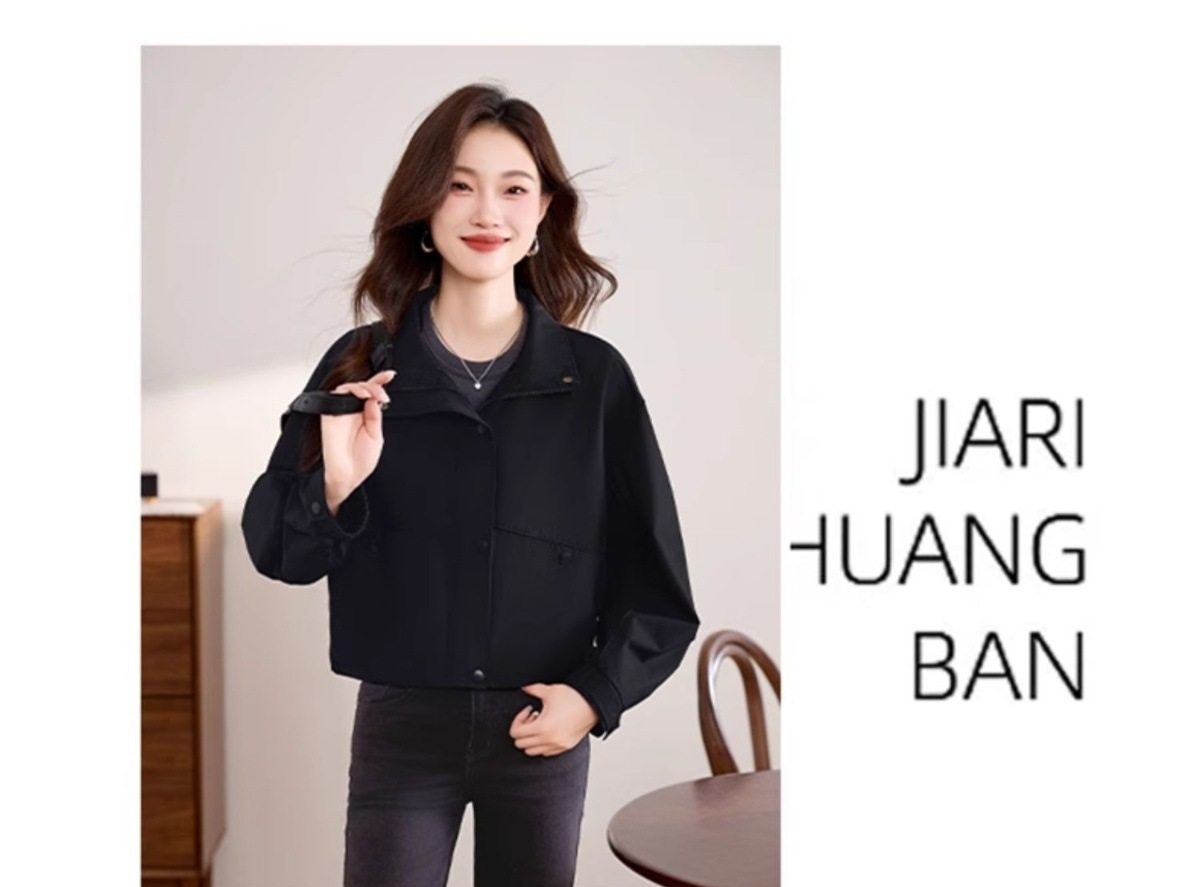 Áo Khoác Bomber Nữ Tay Lỡ Dáng Ngắn Màu Đỏ, Nâu, Đen chi tiết 12