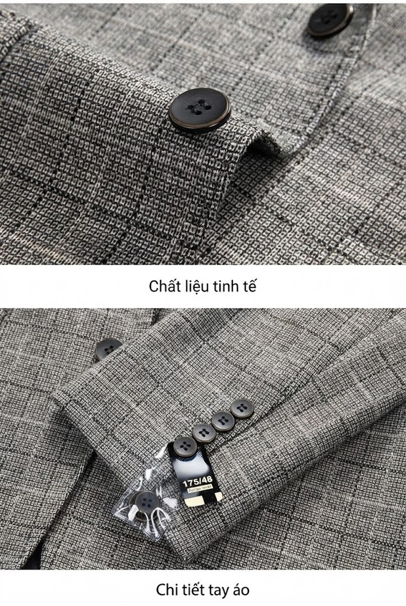 Áo Vest Nam Kẻ Sọc Co Giãn Phong Cách Hàn Quốc Màu Xám chi tiết 18