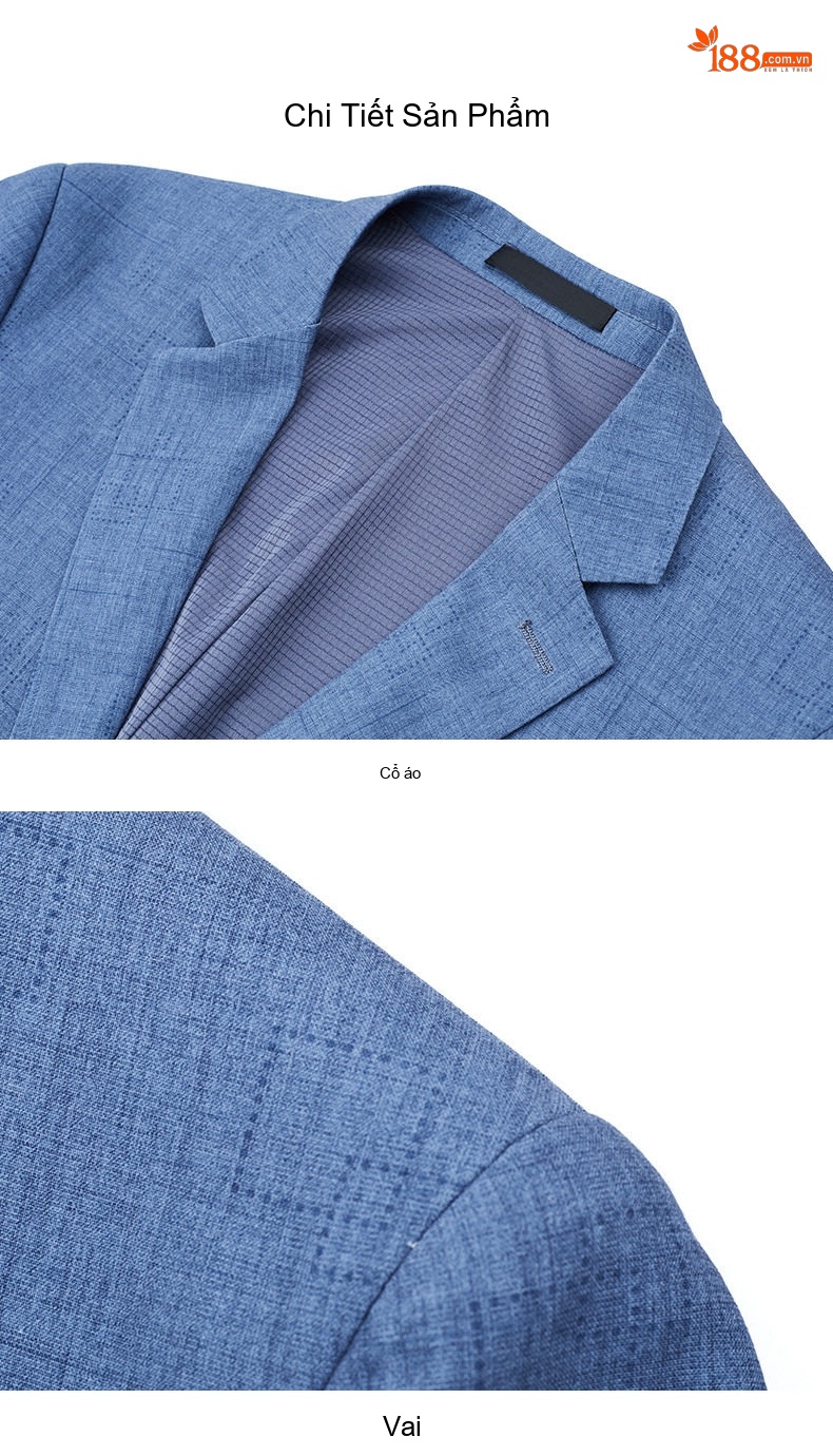 Áo Vest Blazer Nam Mỏng Nhẹ Dáng Ôm Vừa Vặn Màu Xanh Lam chi tiết 18