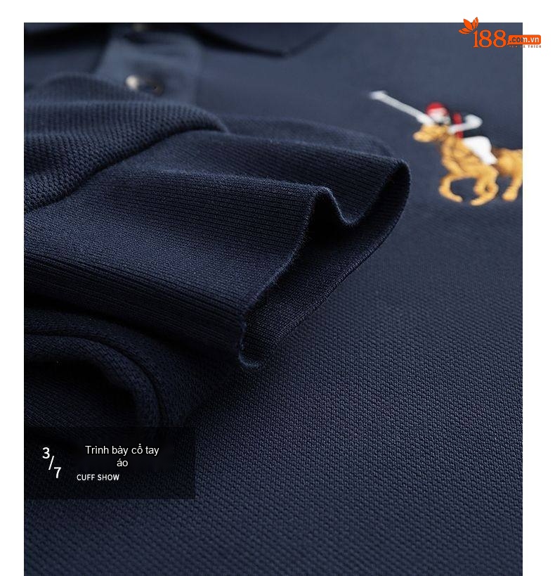 Áo Polo Nam Tay Dài Cotton Lót Lông Cừu Màu Xanh Dương, Xanh Navy, Kem, Xanh Lá chi tiết 22