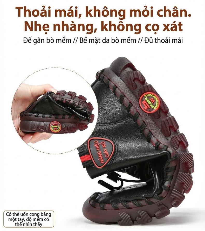 Giày Búp Bê Mềm Nữ Đế Bằng Chiều Cao Đế Khoảng 2cm Màu Đỏ, Đen, Nâu, Trắng Kem... chi tiết 11