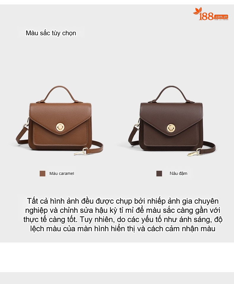Túi Đeo Chéo Nữ Da Thật Thời Trang, Túi Đựng Thư Công Sở Cao Cấp Màu Nâu chi tiết 4