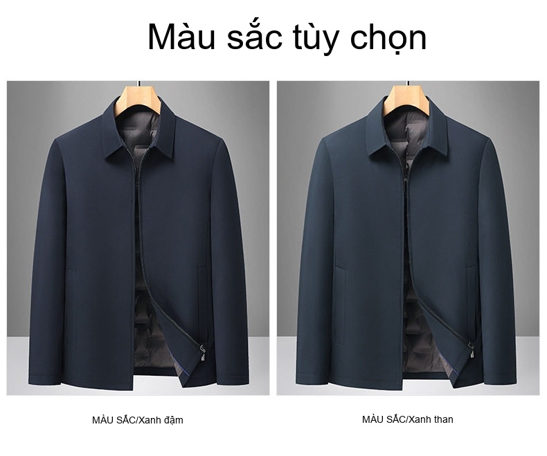 Áo Khoác Phao Nam Trung Niên Công Sở Lông Vũ 90% Màu Xanh Navy chi tiết 16