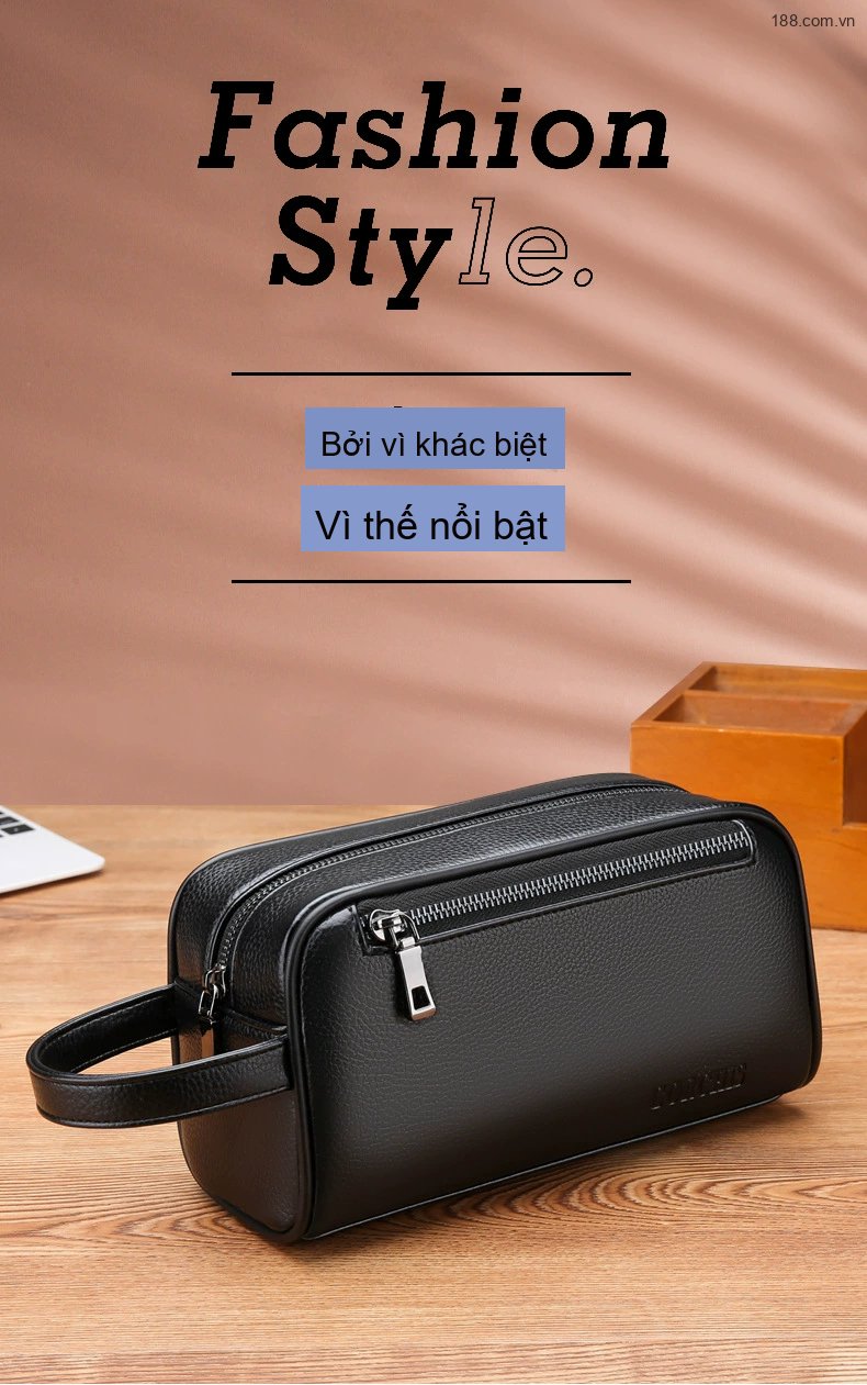 Túi Xách Tay Nam Da Mềm Đa Năng Cao Cấp Màu Đen, Nâu chi tiết 1