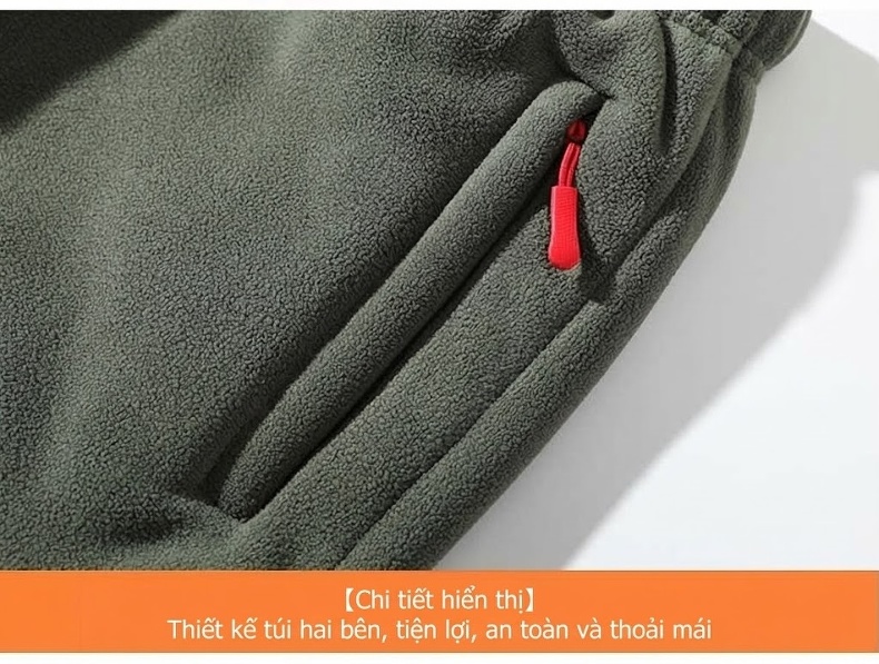 Quần Dài Nam Lông Cừu Non Dày Dặn Giữ Ấm Dáng Rộng Màu Đen, Xanh Navy, Xám, Xanh Olive... chi tiết 20