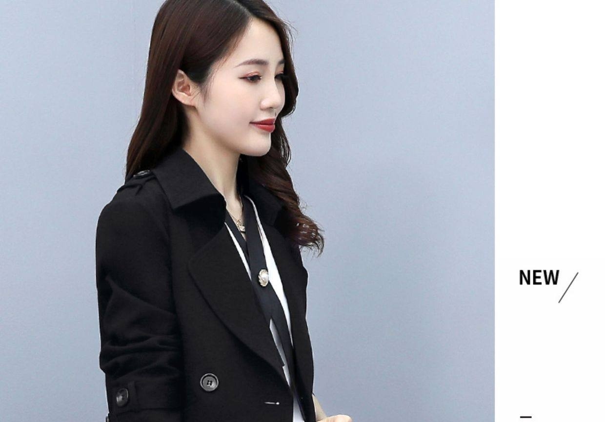 Áo Khoác Gió Nữ Dáng Ngắn Thiết Kế Thanh Lịch Màu Be chi tiết 30