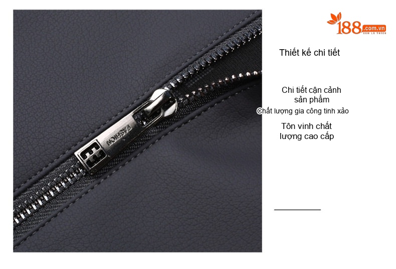 Áo Khoác Da PU Nam Trung Niên Cổ Bẻ Khóa Kéo Màu Đen, Xám chi tiết 7