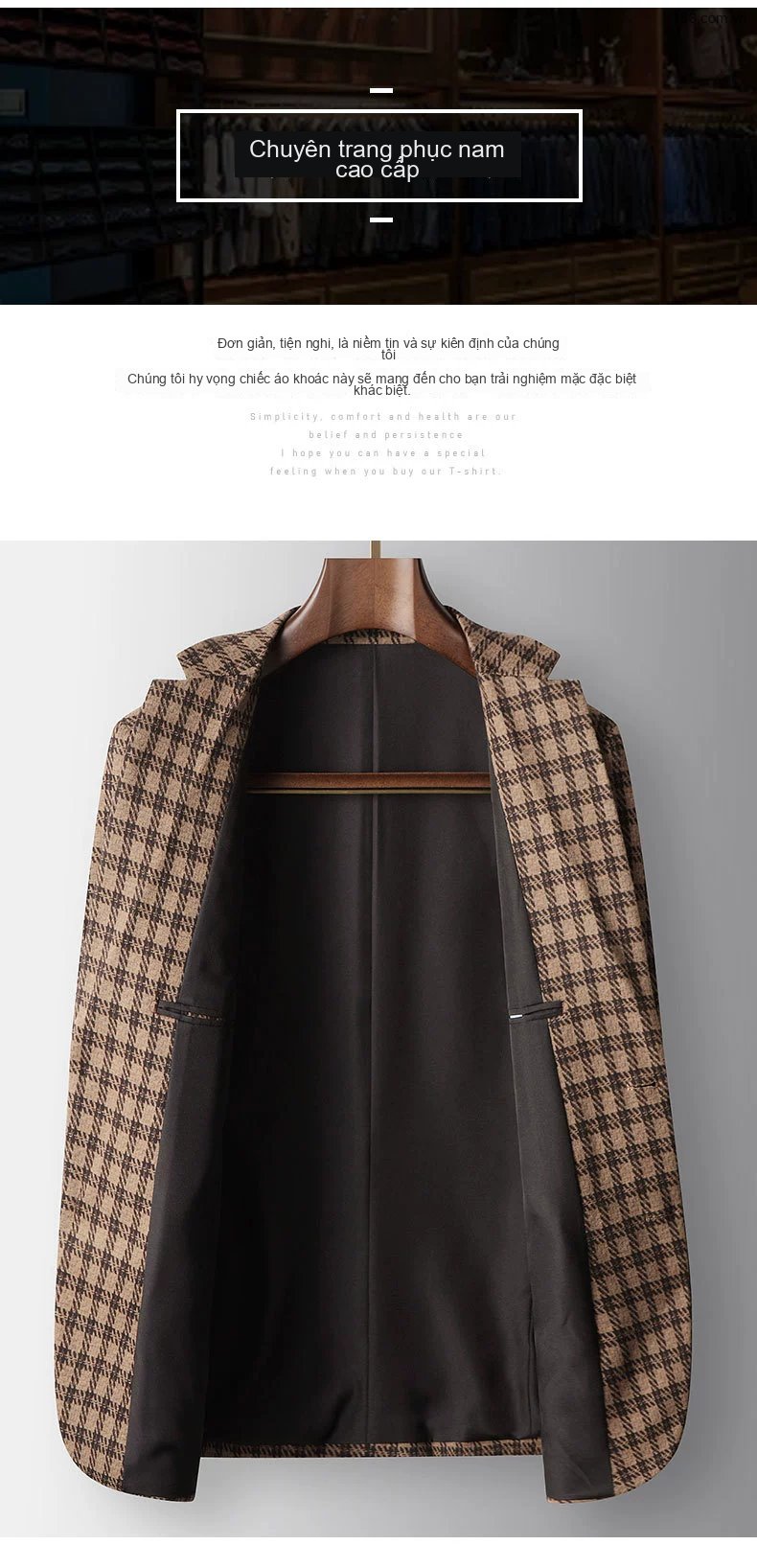 Áo Vest Nam Casual Kẻ Caro Phong Cách Anh Quốc Chống Nhăn Màu Nâu, Be, Xám chi tiết 4