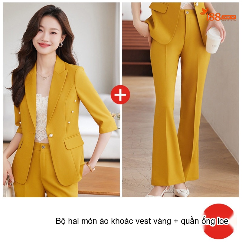 Áo Vest Công Sở Tay Lỡ Phong Cách Hàn Quốc Màu Hồng, Vàng, Trắng