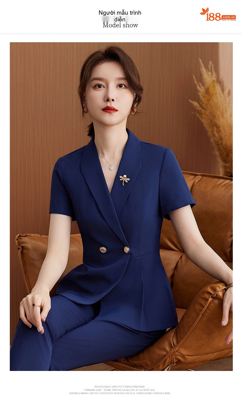 Áo Vest Tay Ngắn Nữ Công Sở Thanh Lịch Màu Trắng, Đen, Xanh Than chi tiết 9