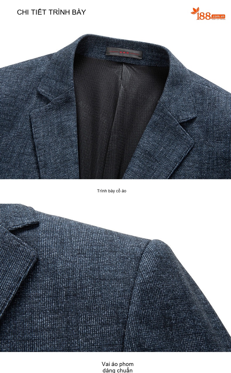 Áo Vest/Blazer Nam Co Giãn Phong Cách Hàn Quốc Màu Xanh Navy chi tiết 37