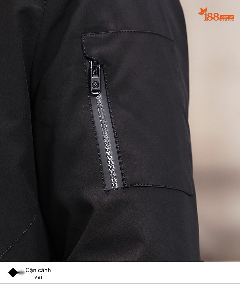 Áo Parka Nam Dáng Dài Lót Lông Thỏ Cổ Lông Cáo Màu Đen chi tiết 25