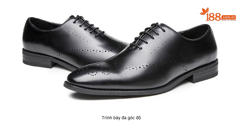 Giày Tây Buộc Dây Nam Da Thật Brogue Chiều Cao Đế Khoảng 3cm Màu Đen, Nâu chi tiết 21