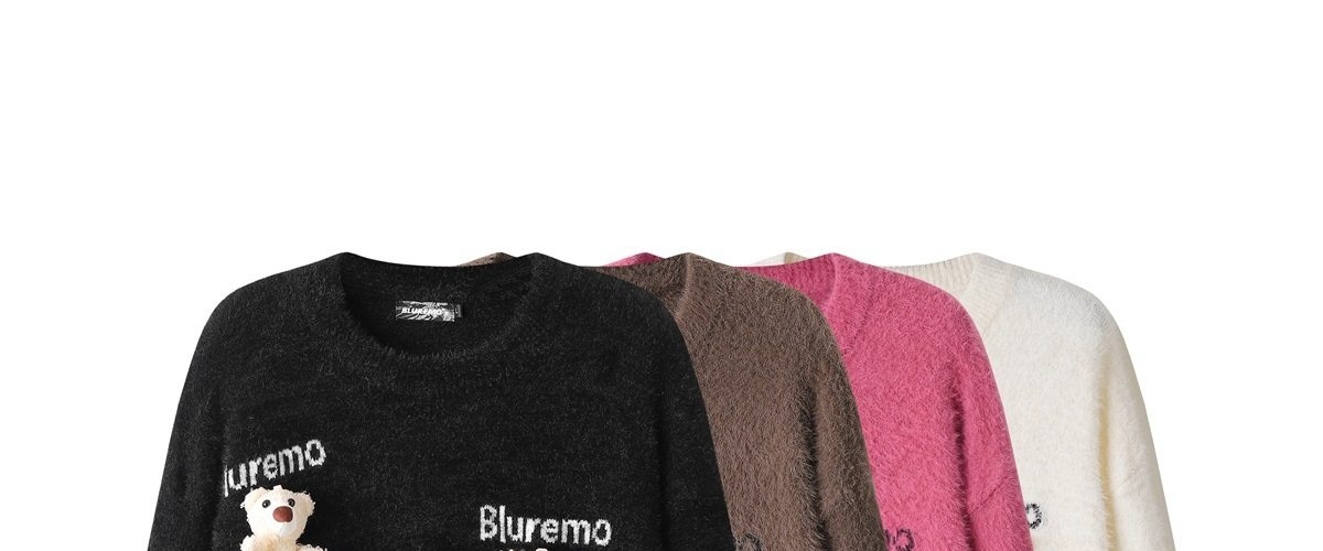 Áo Sweater Nữ Dệt Kim Hình Gấu Hoạt Hình Thêu Chữ Phong Cách Trẻ Trung Màu Đen, Nâu, Hồng, Trắng...
