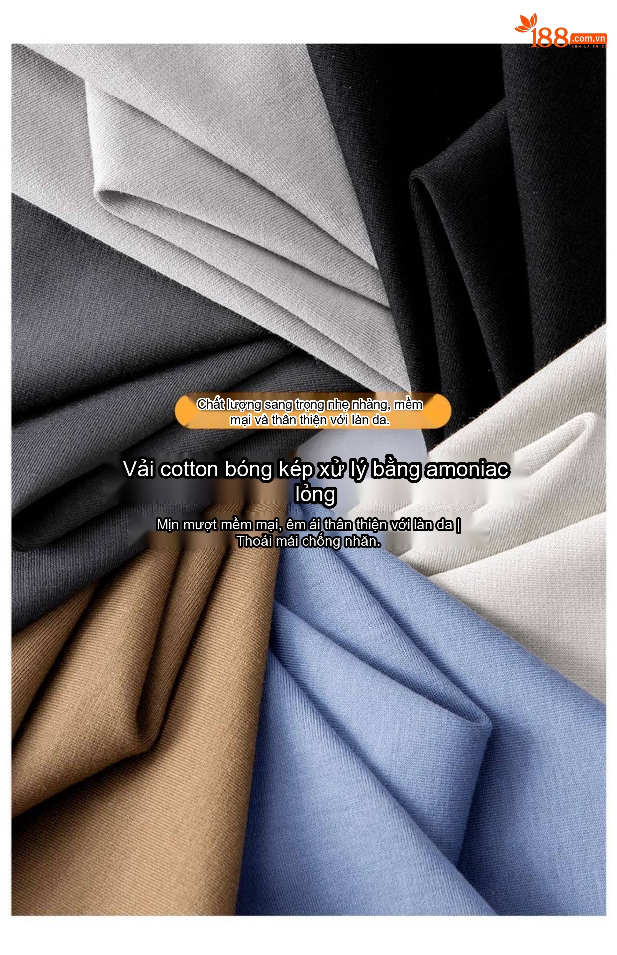 Áo Thun Dài Tay Nam Cotton Lụa Mềm Mại Form Rộng Màu Xanh Navy, Xám, Đen, Nâu chi tiết 3