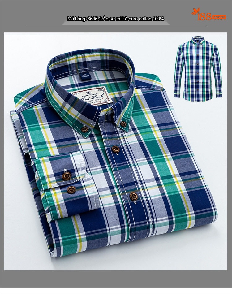 Áo Sơ Mi Tay Dài Nam Cotton Kẻ Caro Thời Trang Công Sở Hàng Ngày Màu Xanh, Đen, Đỏ, Xám... chi tiết 15
