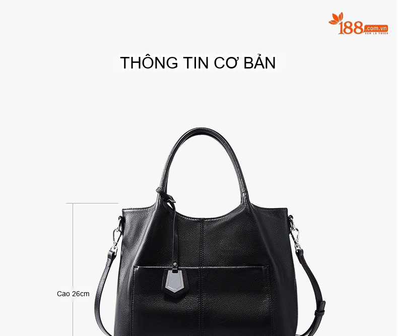 Túi Đeo Vai Nữ Da Thật Sức Chứa Lớn Tote Đeo Chéo Dành Cho Mẹ Trung Niên Màu Nâu, Đen chi tiết 3