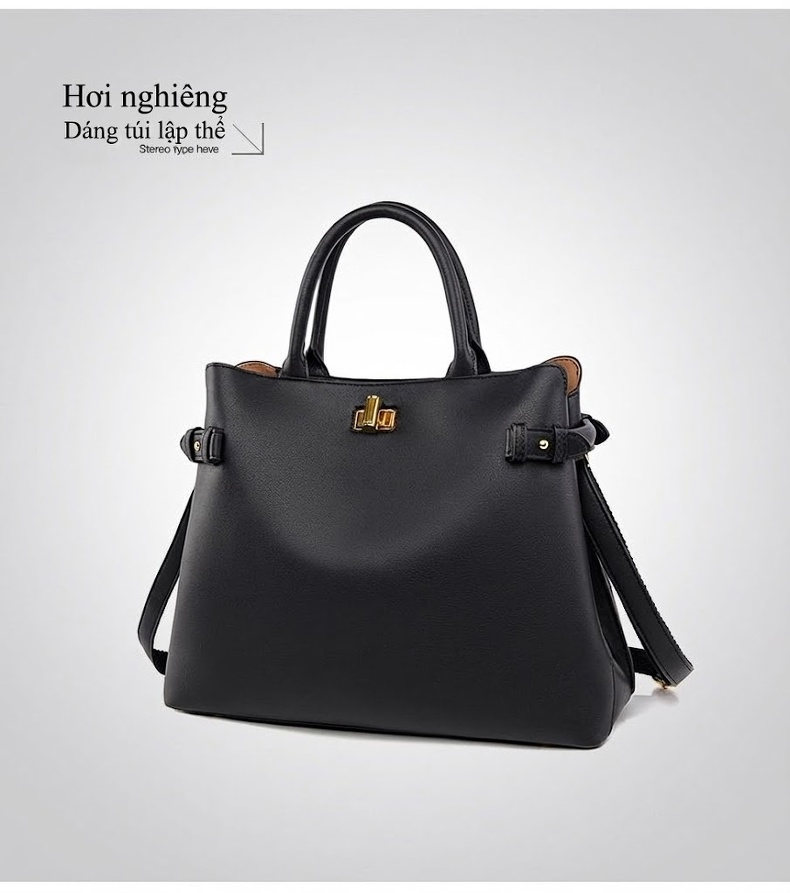 Túi Tote Nữ Da Mềm Cao Cấp Đa Ngăn Phong Cách Thời Trang Công Sở Màu Đen, Đỏ Rượu, Kem chi tiết 19
