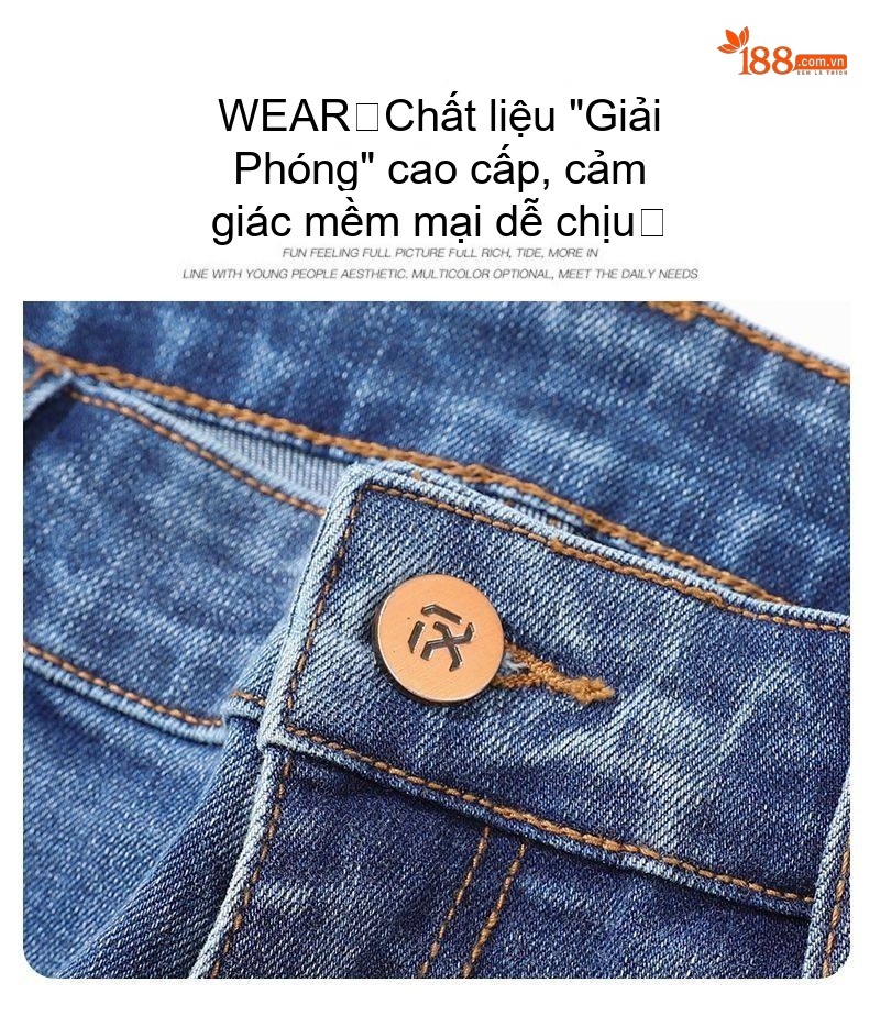 Quần Jean Nam Ống Suông Rộng Co Giãn Thoải Mái Màu Xanh, Xám chi tiết 6