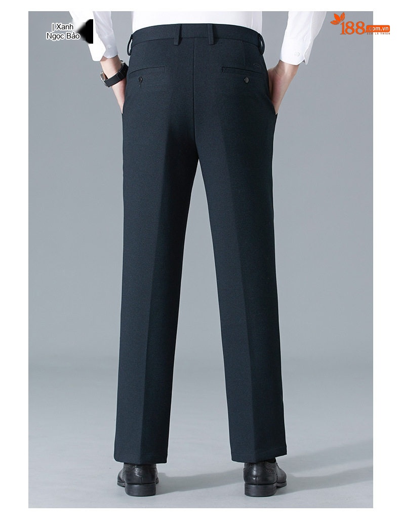 Quần Âu Nam Wool Dáng Suông Chống Nhăn Không Cần Là Màu Đen, Xanh Navy chi tiết 14