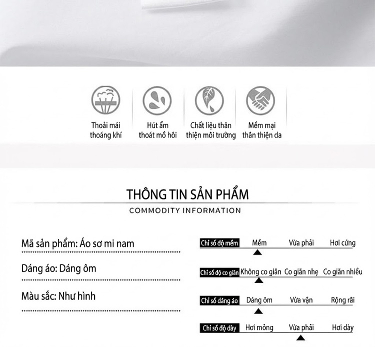 Áo Sơ Mi Nam Dài Tay Thêu Tia Chớp Phong Cách Thời Trang Màu Đen, Trắng chi tiết 4