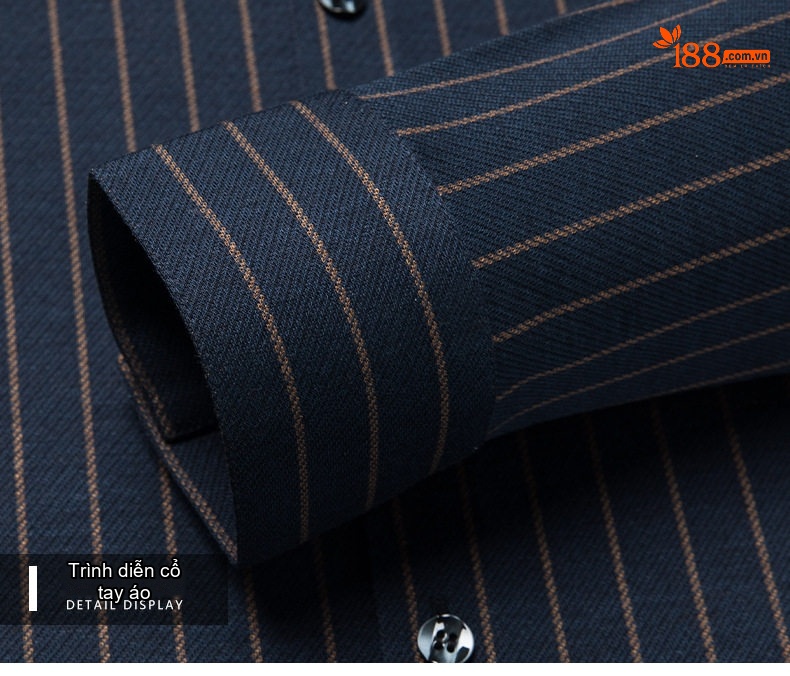 Áo Sơ Mi Nam Dài Tay Wool Kẻ Sọc Chống Nhăn Phong Cách Doanh Nhân Màu Đen, Đỏ chi tiết 17